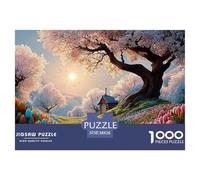 A Tall Tree with Flowers And Clouds in The Background 1000 Pièces Carton Premium Coffret De Puzzles Cherry Blossom Tree Extrêmement Difficile Jouet D'anniversaire Puzzles Pour La Décoration Intérieure