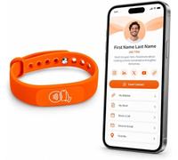 A-TAP NFC Bracelet réglable avec carte de visite intelligente Orange | Code QR, silicone étanche, appuyez pour partager vos coordonnées, fonctionne avec iPhone et Android