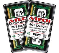 A-Tech Components Mémoire DDR3 pour Ordinateur Portable SODIMM Ordinateur RAM 204 Broches PC3-8500 PC3-10600 PC3-12800 SODIMM Authentique Fonctionne avec Une clé Marque PC3-8500 8GB Kit (2 x 4GB)