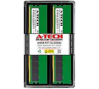 A-Tech Lot de 2 barrettes de mémoire RAM DDR5 4800 MHz PC5-38400 CL40 UDIMM 2Rx8 1,1 V Non-ECC sans tampon DIMM 288 broches pour ordinateur de bureau 64 Go (2 x 32 Go)