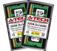 A-Tech Mémoire RAM 32 Go (2 x 16 Go) de remplacement pour Synology D4ECSO-2666-16G, D4ES01-16G | DDR4 2666 MHz PC4-21300 ECC SODIMM 2Rx8 1,2 V pour NAS DiskStation, RackStation, FlashStation et NVR