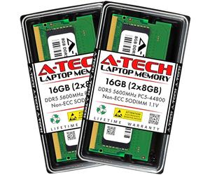 A-Tech MTXtec Lot de 2 Barrettes de mémoire RAM DDR5 So-DIMM 262 Broches So-DIMM 262 Broches pour Ordinateur Portable 16 Go (2 x 8 Go) DDR5 5600 MHz PC5-44800 CL46 SODIMM 1,1 V
