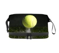 A Tennis Hitting The Line Trousse à cosmétiques double couche pour femmes et filles, trousse de toilette de voyage, trousse de maquillage pratique avec compartiment à brosse, multicolore, 27x15x14