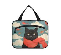 A Thinking Trousse de toilette à suspendre pour homme avec crochet Motif chat noir Taille L