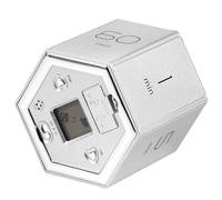 A Timer 1/5/10/25/30 / 60min et Compte à rebours personnalisé Tiper de Mise au Point de Rotation hexagonale Timer de productivité du Bureau magnétique pour l'étude du Travail(Argent)