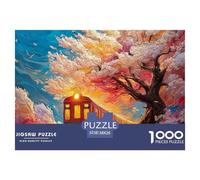 A Train Is Traveling Along The Tracks Surrounded Trees 1000 Pièces Carton Premium Puzzle À Faire Soi-même Cherry Blossoms Stimulant Et Éducatif Jouet D'anniversaire Puzzles Pour La Décoration Intérieu