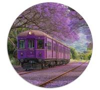 A Train Vintage Passing Through A Tunnel of Blooming Jacaranda Trees 1000pcs (67.5x67.5cm) Puzzles Adaptés Aux Adultes Et Aux Personnes Âgées De 14 Ans Et Plus