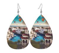 a Travel Dreams Boucles d'oreilles pendantes en cuir pour femme - Boucles d'oreilles pendantes en forme de larme, parfaites pour les fêtes et accessoires de costume, taille unique, cuir, sans pierre