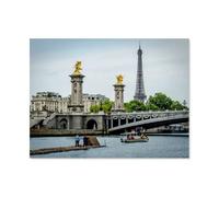 À Travers Paris sur Une Rade en Bois，1000 Pièces, Jouet De Puzzle en Bois d'art Abstrait, Jeu De Famille Difficulté Défi Puzzle（75x50cm）-AR81