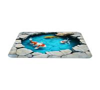 à trous 3D - d'illusion d'étang à poissons antidérapant, de sol à illusions d'optique amusantes, boue de diatomée en polyester 40x60 cm | Décoration d'intérieur créative pour