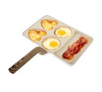 à œufs antiadhésive - à frire avec manche en bois amovible avec poignée résistante à la chaleur, batterie de cuisine durable pour une répartition uniforme de la chaleur, idéale pour les œu