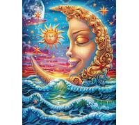 Å’uvre d'art Visage de déesse Soleil et Lune 500 Pièces Puzzle Amateur d'art en Carton Anti-Déchirure Haute Qualité Mythes Animal Plante Difficile Niveau Expert Décoration Murale Idée