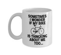 À Vélo, Parfois Je Me Demande Si Mon Vélo Pense Aussi À Moi. Mug Drôle Tasse À Café Humour Mug À Café Pour Boissons Chaudes Cacao Lait 330Ml