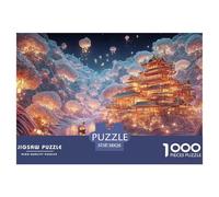 A Village by The River with Icebergs 1000 Piece Découpe Précise Puzzle Traditional Chinese Architecture Vibrant Jigsaw Déco Maison pour Enfants 38x26cm/1000pcs