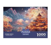 A Village by The River with Icebergs 1000 Piece Papier Premium Puzzle Traditional Chinese Architecture Stimulant Jigsaw Jouet Éducatif pour Adultes 70x50cm/1000pcs