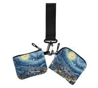 A Village under A Deep Blue Sky Lot de 2 porte-monnaie pour femme avec fermeture éclair et poche à fermeture éclair pour le travail et les voyages, Un village sous un ciel bleu profond, 1 size,