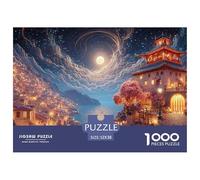 A Village with The Sea in The Back 1000 Piece Papier Premium Puzzle Traditional Chinese Architecture Anti-Stress Jigsaw Déco Maison pour Amis 52x38cm/1000pcs