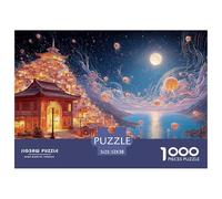 A Village with The Sea in The Back 1000 Pièces Puzzles Traditional Chinese Architecture Défiant Et Éducatif Puzzle pour Adultes Jeu Créatif 52x38cm/1000pcs