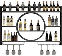 à Vin Porte-bouteilles Pour Bar,porte Bouteille Muraux Industriels Casier à Vin étagère Murale Pour Cave à Vin étagère Flottante Pour Bar(Size:140cm,Color:Noir)