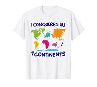 A visité 7 Continents, exploré, Carte du Monde colorée, Voyages T-Shirt