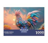 A Whimsical and Colorful Rooster 1000 Pièces Carton Extra-épais Coffret De Puzzles Colorful Rooster Anti-Stress Défi Unique Puzzles pour Adultes Et Enfants 38x26cm/1000pcs