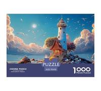 A Whimsical Light House 1000 Pièces Carton Premium Puzzle À Faire Soi-même Realistic Lighthouse Stimulant Et Éducatif Jouet d'anniversaire Puzzles Cadeaux pour La Famille Et Les Amis 70x50cm/1000pcs