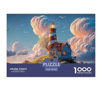 A Whimsical Light House 1000 Pièces Papier Écologique Résistant Coffret De Puzzles Tall Coastal Lighthouse Stimulant Et Éducatif Jeu Familial Puzzles pour Adultes Et Enfants 70x50cm/1000pcs