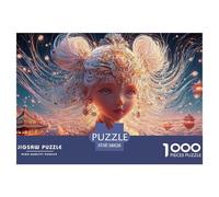 A White-Haired Blue-Eyed Girl 1000 Piece Papier Premium Puzzle Steampunk Anti-Stress Jigsaw Jouet Éducatif pour Amis 38x26cm/1000pcs