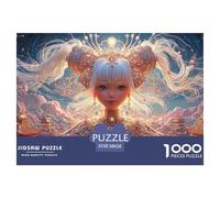 A White-Haired Blue-Eyed Girl 1000 Pièces Découpe Précise Puzzle Steampunk Amusant Jigsaw Déco Maison pour Amis 38x26cm/1000pcs