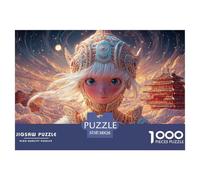 A White-Haired Blue-Eyed Girl 1000 Pièces Découpe Précise Puzzle Steampunk Amusant Jigsaw Jouet Éducatif pour Amis 38x26cm/1000pcs