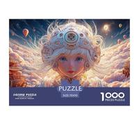 A White-Haired Blue-Eyed Girl 1000 Pièces Papier Premium Puzzle Steampunk Méditatif Jigsaw Déco Maison pour Enfants 70x50cm/1000pcs