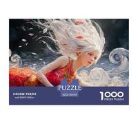 A White-Haired Girl 1000 Pièces Carton Extra-épais Coffret De Puzzles Kitten Stimulant Et Éducatif Défi Unique Puzzles As Birthday Gifts 70x50cm/1000pcs