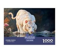 A White Kitty Walking on The Water Surface 1000 Pièces Carton Premium Lot de Puzzles Kitten Anti-Stress Jeu Créatif Puzzles pour Adultes Et Enfants 52x38cm/1000pcs