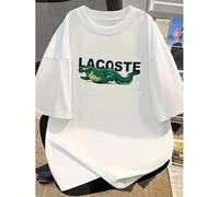 A White Men's 180g T-Shirt With Letters And Crocodile Element Patterns, Suitable For Daily Leisure Sports, All In One KOMFORT & SICHERHEIT - Das Kinder-T-Shirt aus 100 % Baumwolle bietet höchsten Trag
