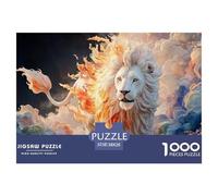 A White Wild Beast Its Full Body Burning with Fire 1000 Pièces Carton Premium Coffret De Puzzles Kitten Stimulant Et Éducatif Jeu Familial Puzzles pour Adultes Et Enfants 38x26cm/1000pcs