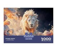 A White Wild Beast with Blue Eyes 1000 Pcs Carton Extra-épais Lot de Puzzles Kitten Stimulant Et Éducatif Jeu Créatif Puzzles pour Adultes Et Enfants 52x38cm/1000pcs