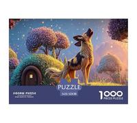 A Wild Dog Howling in The Night 1000 Pièces Carton Premium Lot de Puzzles Cliffside Cottages Anti-Stress Défi Unique Puzzles As Birthday Gifts 52x38cm/1000pcs