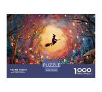 A Witch is Flying on Her Broom 1000 Pcs Carton Premium Coffret De Puzzles Flying Stimulant Et Éducatif Jeu Familial Puzzles pour Adultes Et Enfants 70x50cm/1000pcs