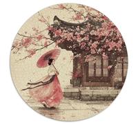 A Woman Holding an Umbrella Under A Fleurs de Cerisier Tree Puzzles pour Adultes 1000pcs (67.5x67.5cm),Jeux De Défi