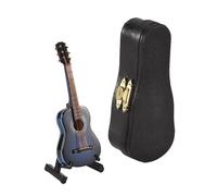 A-Wooden Guitare Miniature avec Support et étui - Mini Instrument de Musique - Modèle de Maison de poupée Miniature - Décoration d'intérieur - - Installation Facile