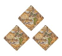 A Worn-out Lot de 3 désodorisants de voiture en forme de carte du monde à suspendre en forme de losange - Cartes parfumées durables pour voiture, maison, bureau - Style blanc
