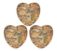 A Worn-out Lot de 3 désodorisants pour voiture Motif carte du monde d'amour à suspendre - Cartes parfumées durables pour voiture, maison, bureau - Style gris