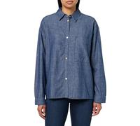 A | X ARMANI EXCHANGE Chemise boutonnée pour femme, denim bleu moyen, Large, denim bleu moyen, L