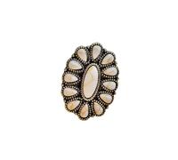 A-yeite Bague de phalange ovale vintage Western Turquoise Fleur ovale Pierre Bohême Réglable Bague de phalange Bijoux de fête pour femme, Métal, Aucune pierre précieuse