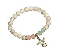 A-yeite Bracelet à breloques ange gardien en pierre naturelle, cadeau de condoléances pour la perte d'un être cher, bracelet extensible en perles de cristal pour femme, Adjustable, Pierre, Pas de