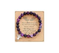 A-yeite Bracelet à breloques ange gardien en pierre naturelle, cadeau de condoléances pour la perte d'un être cher, bracelet extensible en perles de cristal pour femme, Adjustable, Pierre, Pas de