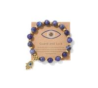 A-yeite Bracelets mauvais œil faits à la main avec perles en pierre naturelle contre le mauvais œil - Bracelet main de Fatima pour homme et femme - Protection de l'amitié - Cadeau porte-bonheur, One