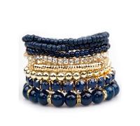 A-yeite Ensemble de bracelets de perles empilables colorés de style bohème pour femme avec pierres en cristal plaqué or multicouches extensibles réglables Bijoux d'été, Adjustable, Verre, Pas de gemme