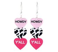 A-yeite Jolies boucles d'oreilles pendantes pour la Saint-Valentin pour femme en forme de cœur en acrylique couleur bonbon KISS ME HOWDY Lettre léopard Boucles d'oreilles pour vacances, rendez-vous