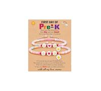 A-yeite Lot de 2 bracelets colorés pour le premier jour d'école pour femme - Motif marguerites et cœurs - Cadeau idéal pour la rentrée scolaire, One Size, Résine, Pas de gemme
